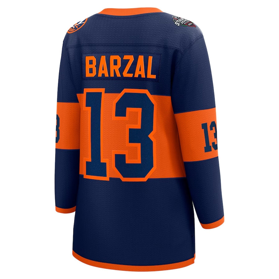 Custom #13 Navy NYI Hockey Shirt Top