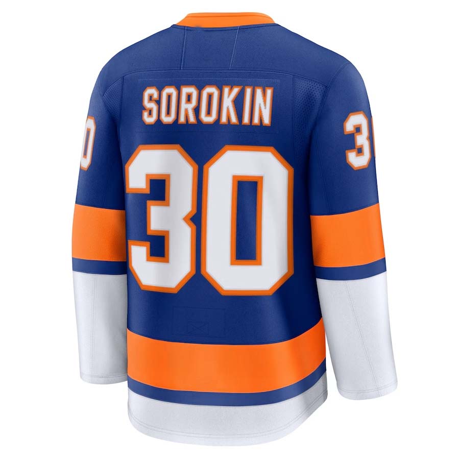 Custom #30 Royal NYI Hockey Shirt Top