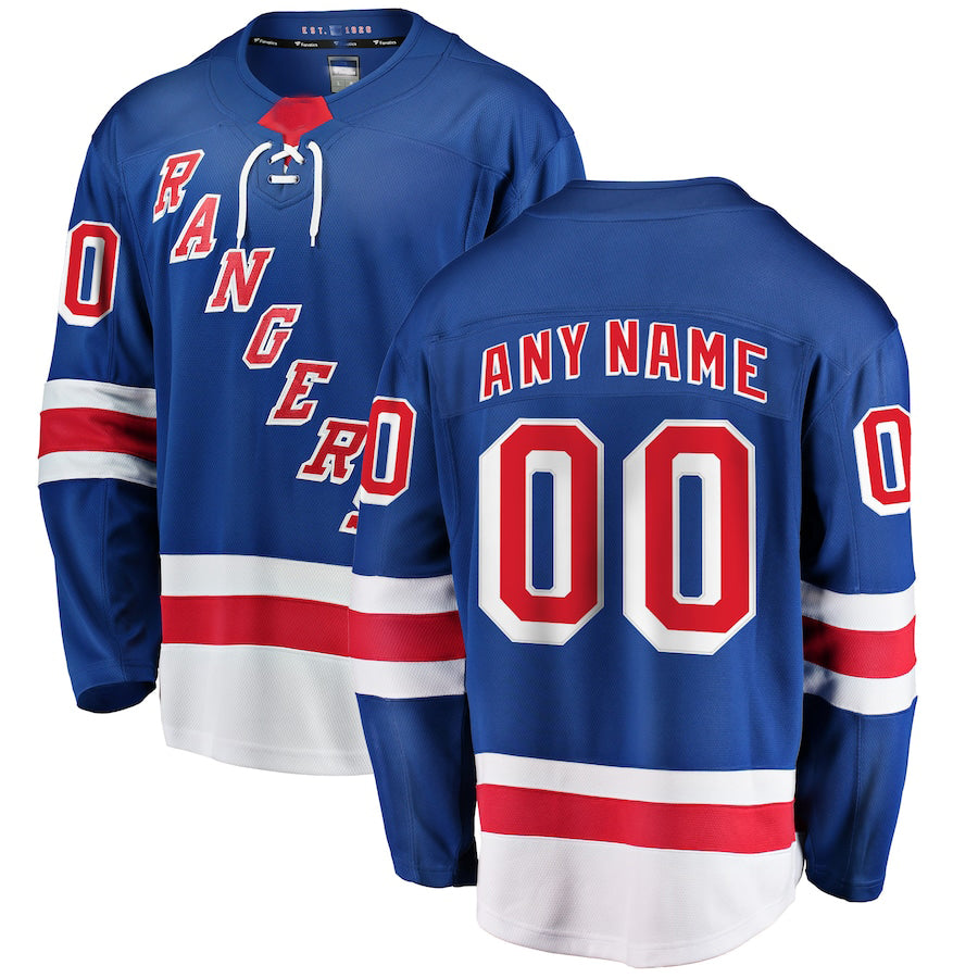 Custom NY.Rangers Supporters Branded Home Breakaway Royal Stitched American Hockey Jerseys