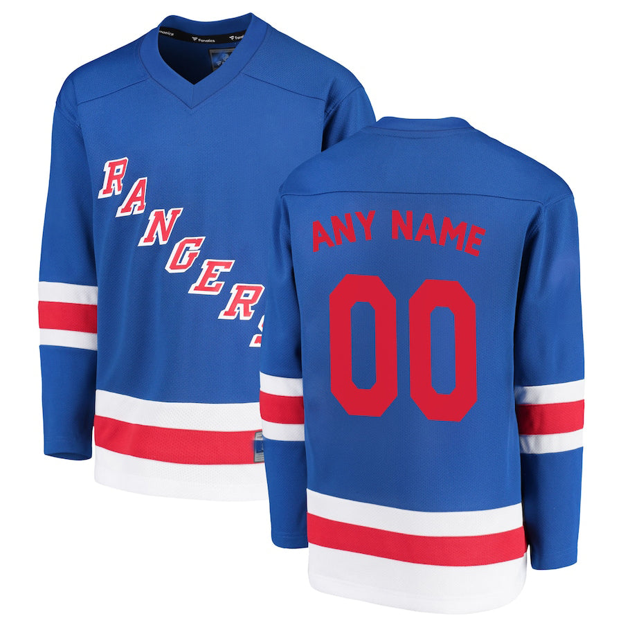 Custom NY.Rangers Supporters Branded Home Replica Royal Stitched American Hockey Jerseys