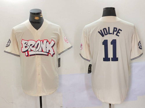 Custom #11 Cream NYY Baseball Shirt Top