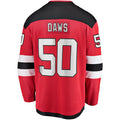 NJ.Devils #50 Nico Daws Supporters Branded Home Breakaway Player Jersey Red Stitched American Hockey Jerseys