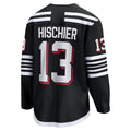 NJ.Devils #13 Nico Hischier Supporters Branded Alternate Premier Breakaway Player Jersey Black Stitched American Hockey Jerseys