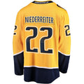 N.Predators #22 Nino Niederreiter Supporters Branded Home Breakaway Player Jersey Gold Stitched American Hockey Jerseys