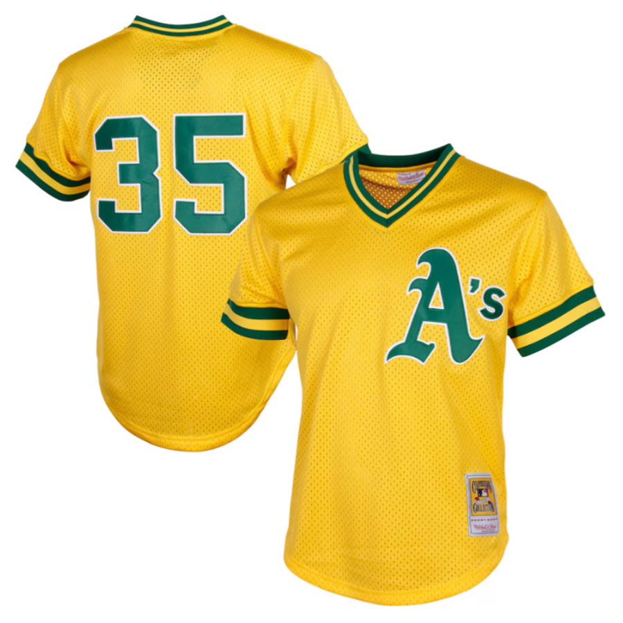 Custom #35 Yellow OAK Baseball Shirt Top