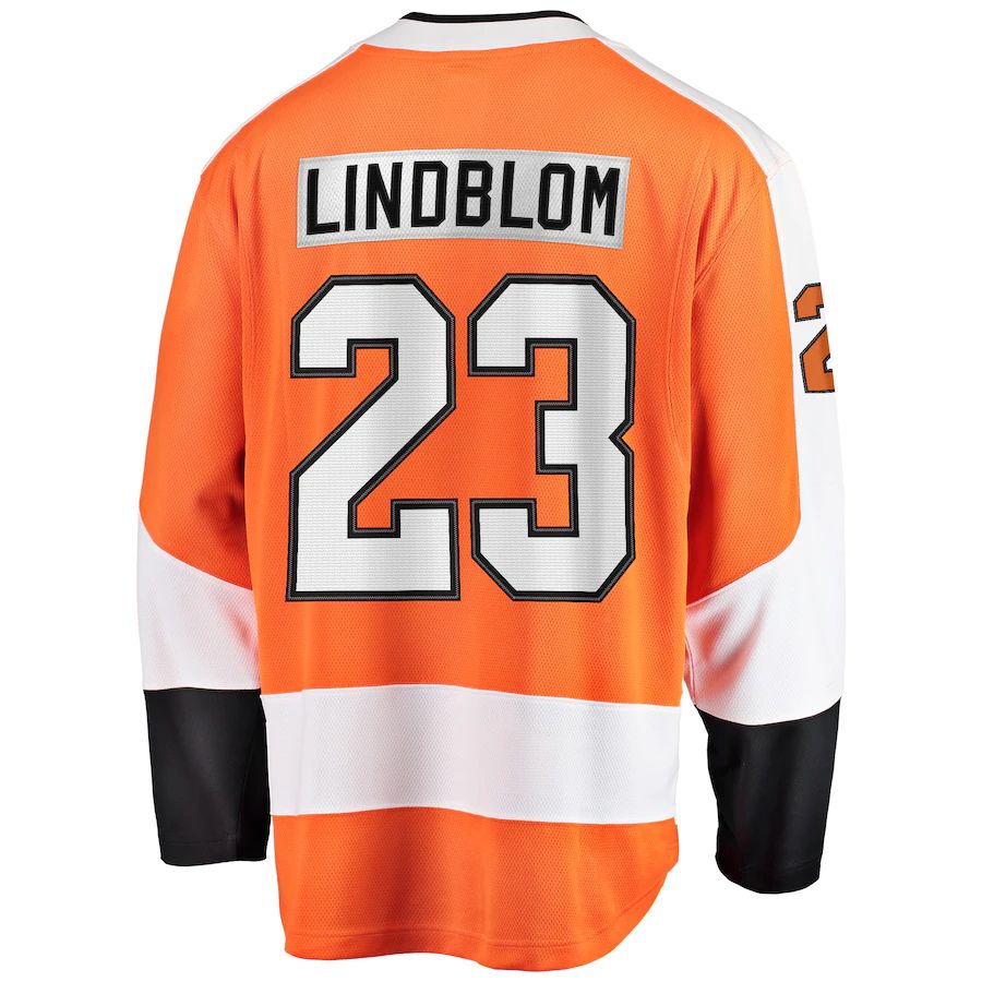 P.Flyers #23 Oskar Lindblom Supporters Branded Team Color Breakaway Player Jersey  Orange Stitched American Hockey Jerseys