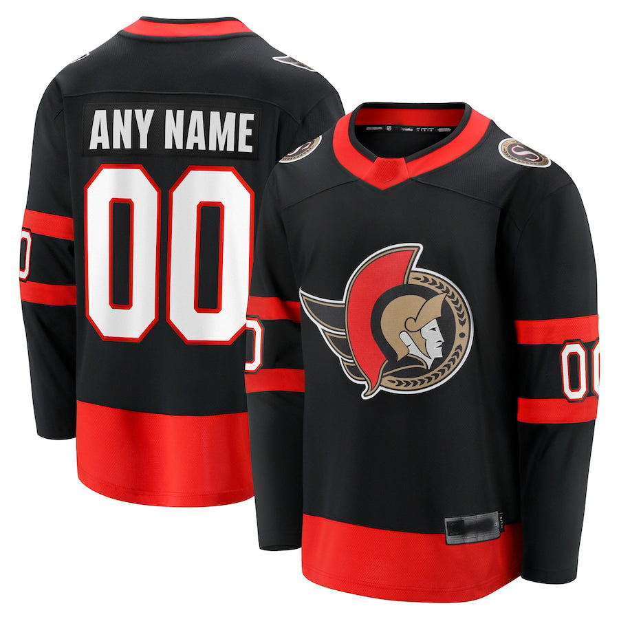 Custom O.Senators Supporters Branded 2020-21 Home Breakaway Jersey Black Stitched American Hockey Jerseys