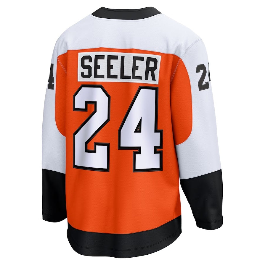 P.Flyers #24 Nick Seeler Supporters Home Breakaway Jersey - Orange Stitched American Hockey Jerseys