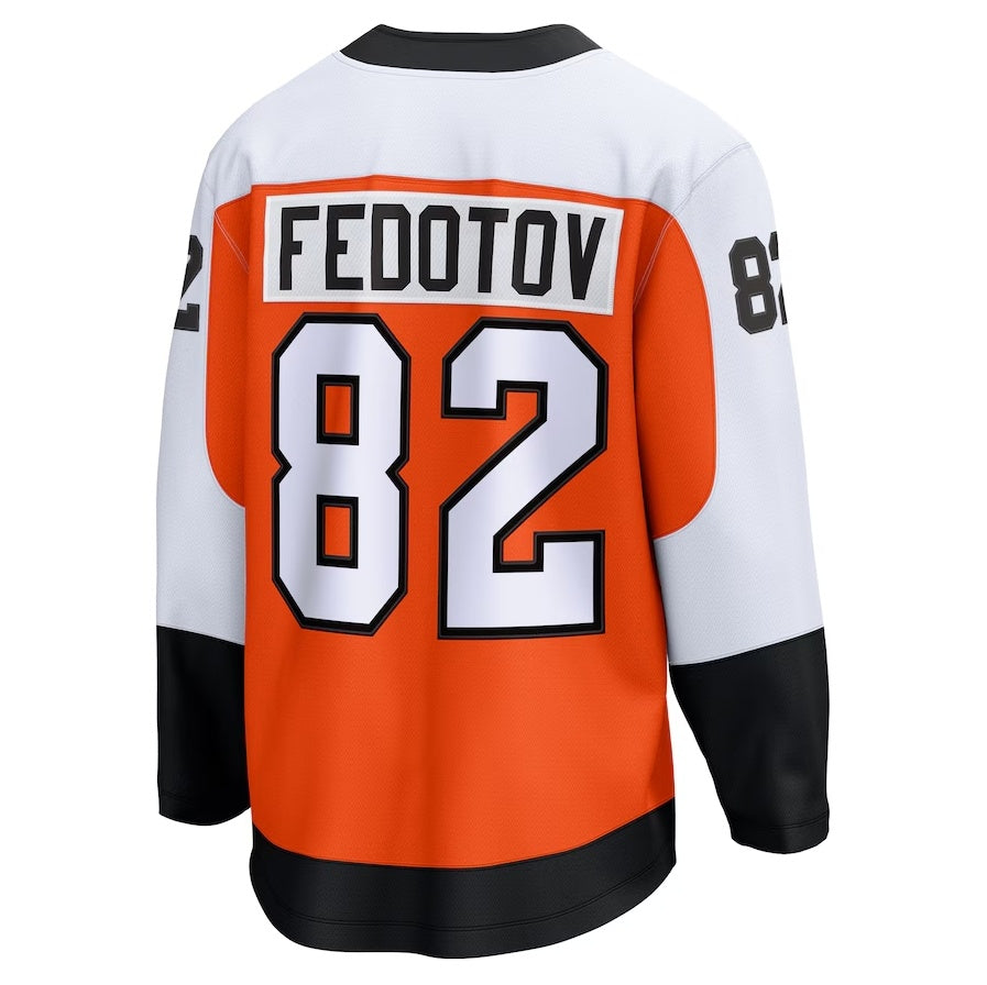 P.Flyers #82 Ivan Fedotov Supporters Home Premier Breakaway Player Jersey - Orange Stitched American Hockey Jerseys