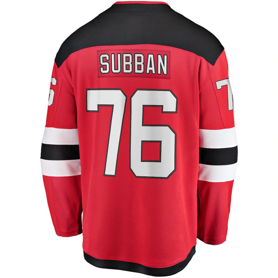NJ.Devils #76 P.K. Subban Supporters Branded Premier Breakaway Player Jersey Red Stitched American Hockey Jerseys