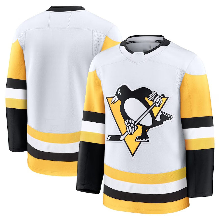 P.Penguins Supporters Away Premium Jersey - White Stitched American Hockey Jerseys