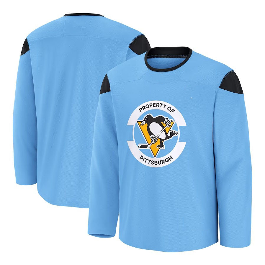 P.Penguins Supporters Home Practice Jersey - Blue Stitched American Hockey Jerseys