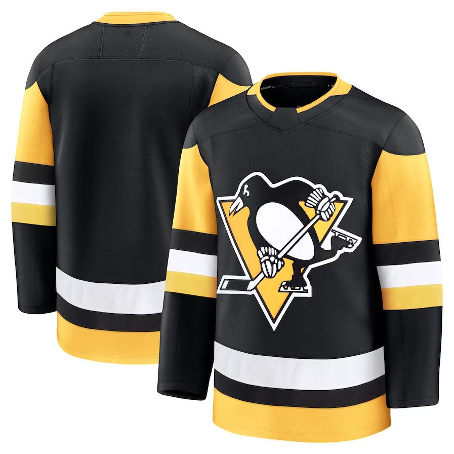 P.Penguins Supporters Home Premium Jersey - Black Stitched American Hockey Jerseys