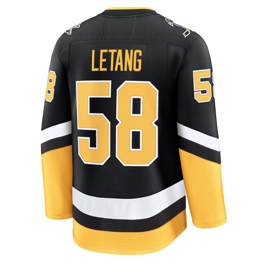P.Penguins #58 Kris Letang Supporters Alternate Premium Jersey - Black Stitched American Hockey Jerseys