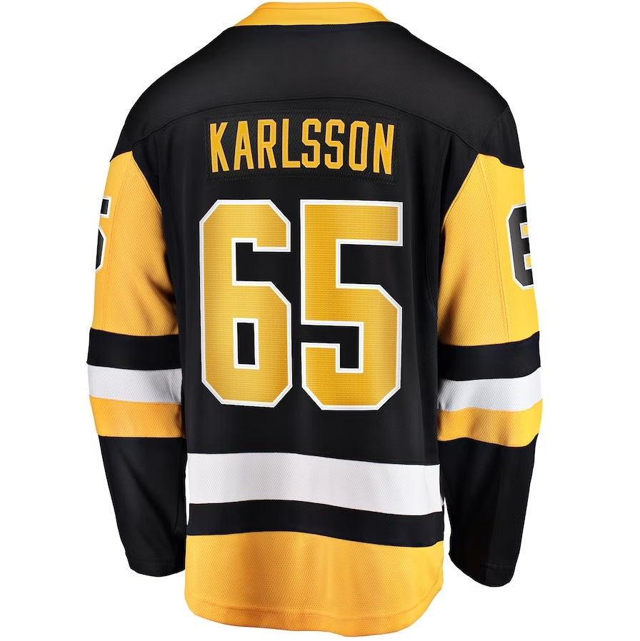 P.Penguins #65 Erik Karlsson Supporters Home Breakaway Jersey - Black Stitched American Hockey Jerseys