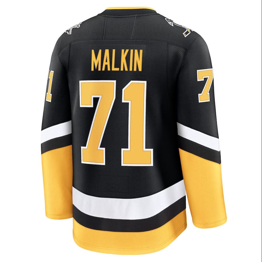 P.Penguins #71 Evgeni Malkin Supporters Alternate Premium Jersey - Black Stitched American Hockey Jerseys
