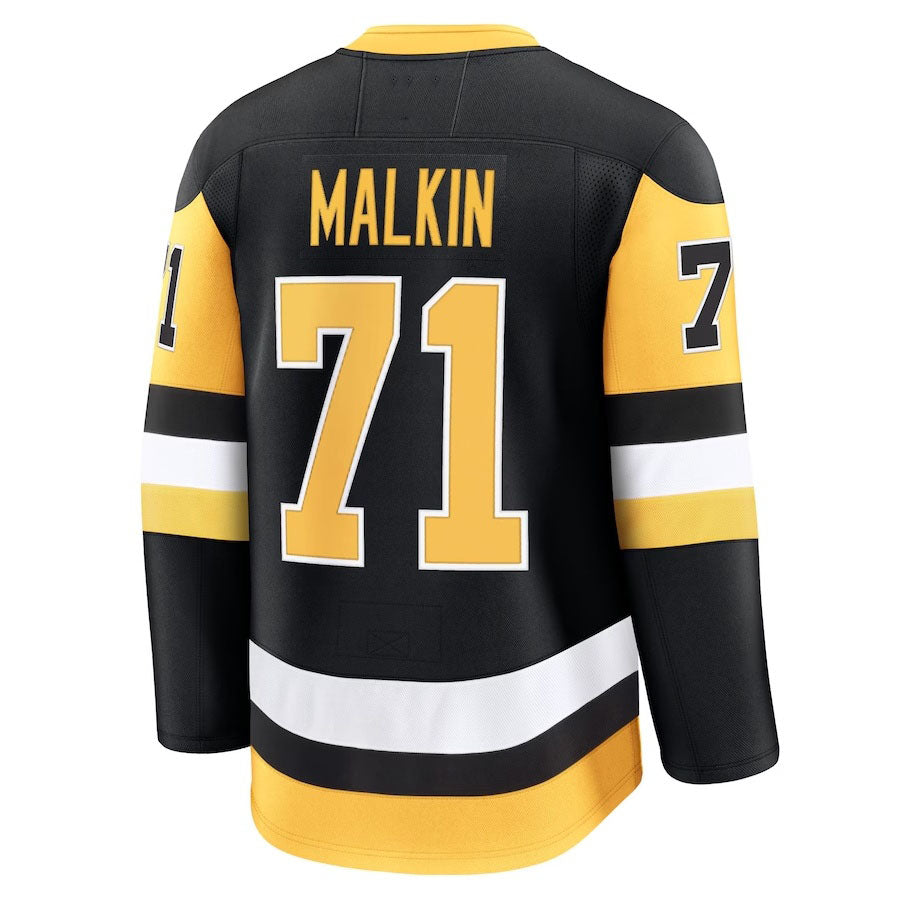 P.Penguins #71 Evgeni Malkin Supporters Home Premium Jersey - Black Stitched American Hockey Jerseys
