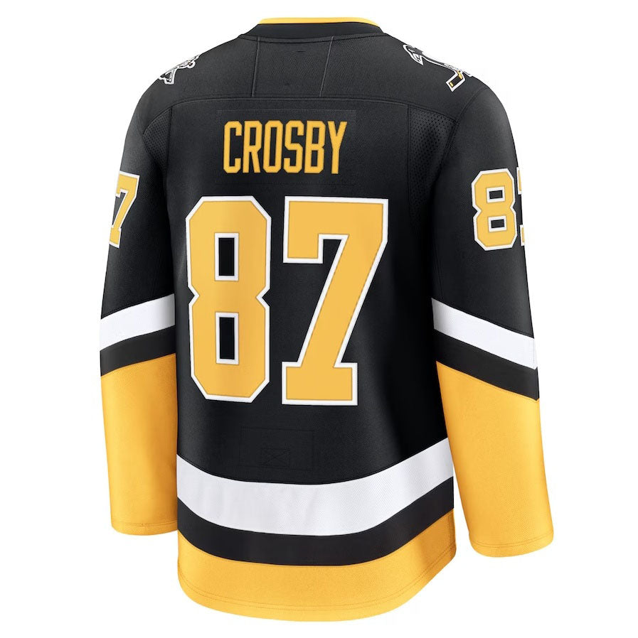 P.Penguins #87 Sidney Crosby Supporters Alternate Premium Jersey - Black Stitched American Hockey Jerseys
