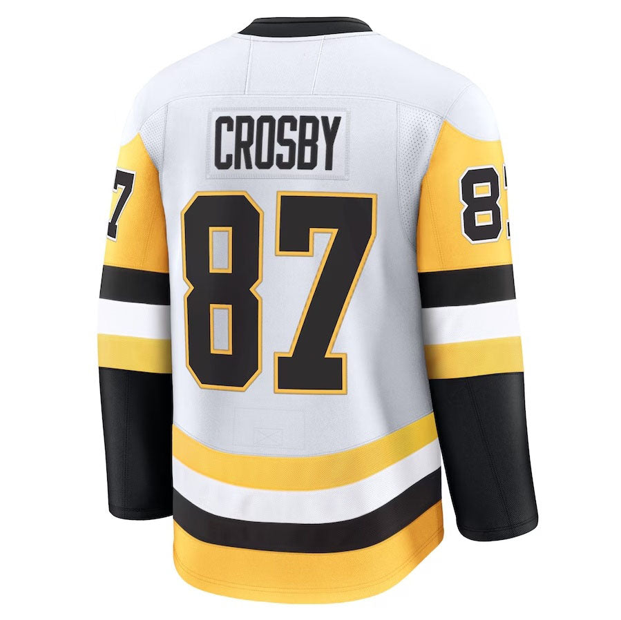 P.Penguins #87 Sidney Crosby Supporters Away Premium Jersey - White Stitched American Hockey Jerseys
