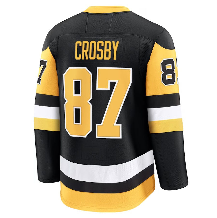 P.Penguins #87 Sidney Crosby Supporters Home Premium Jersey - Black Stitched American Hockey Jerseys