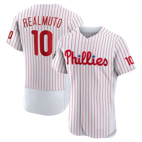 Custom #10 White PHI Baseball Shirt Top