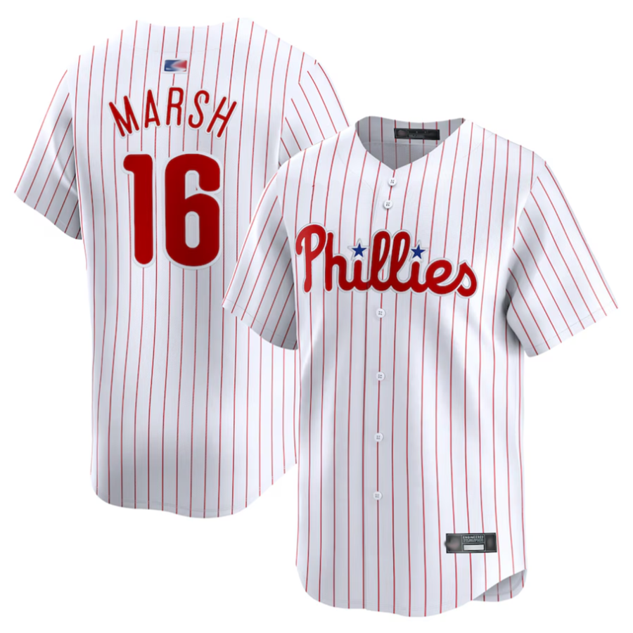 Custom #16 White PHI Baseball Shirt Top