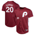 Custom #20 Burgundy PHI Baseball Shirt Top