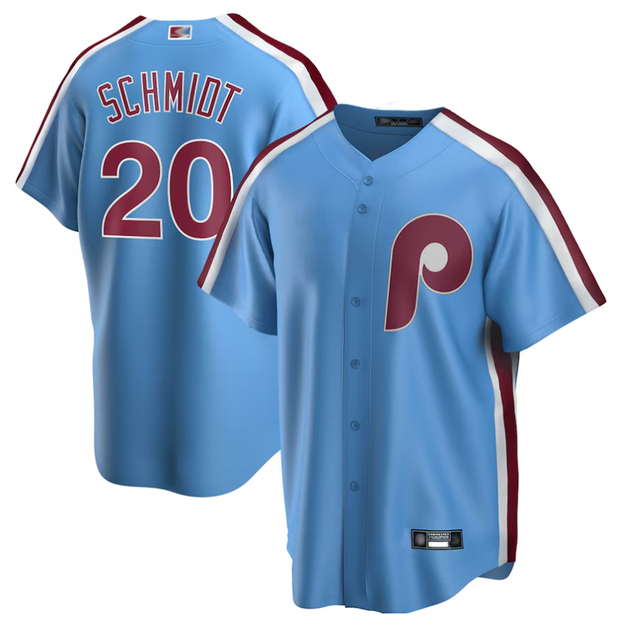 Custom #20 Light Blue PHI Baseball Shirt Top