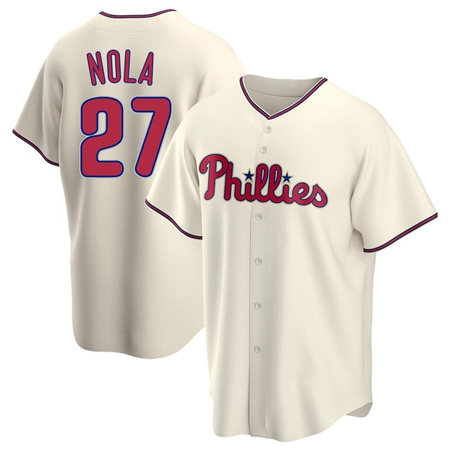 Custom #27 Cream PHI Baseball Shirt Top
