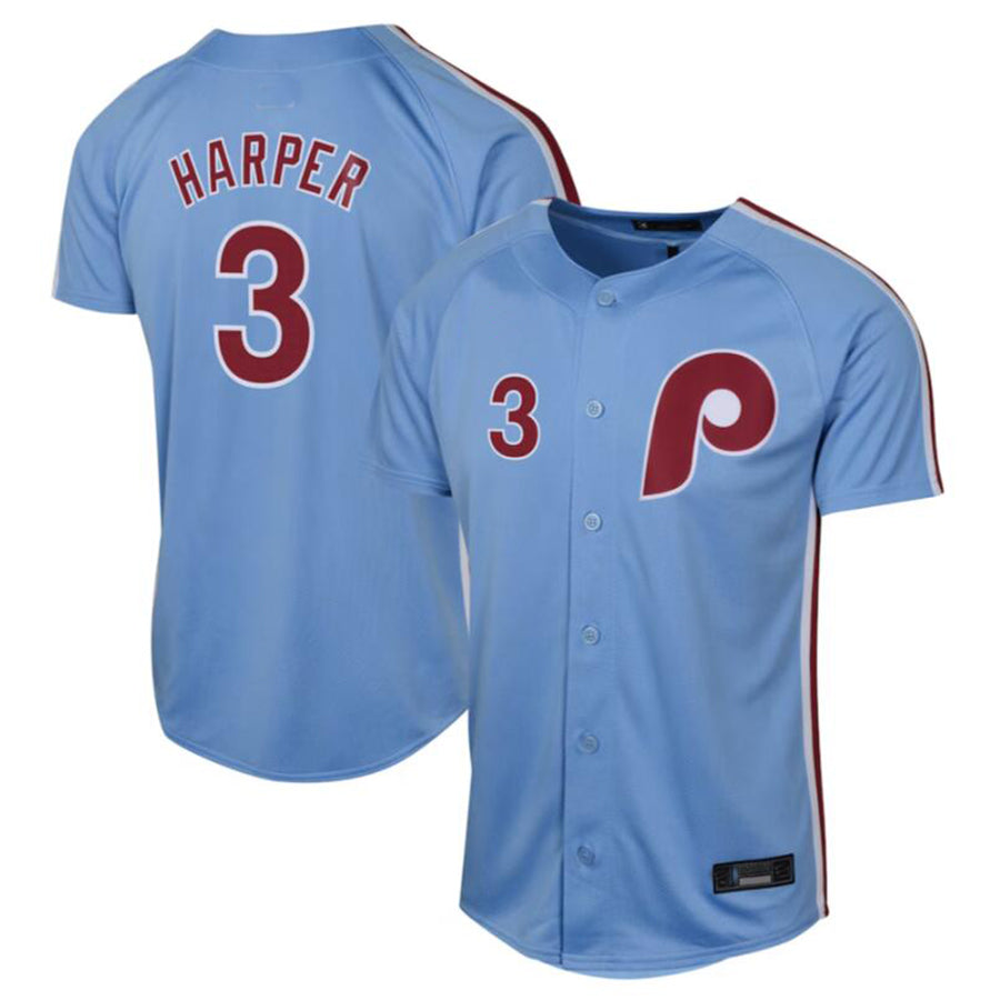 Custom #3 Cream PHI Baseball Shirt Top