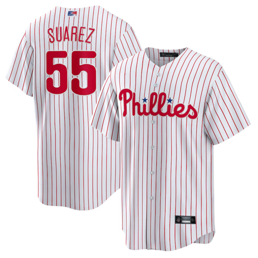 Custom #55 White PHI Baseball Shirt Top