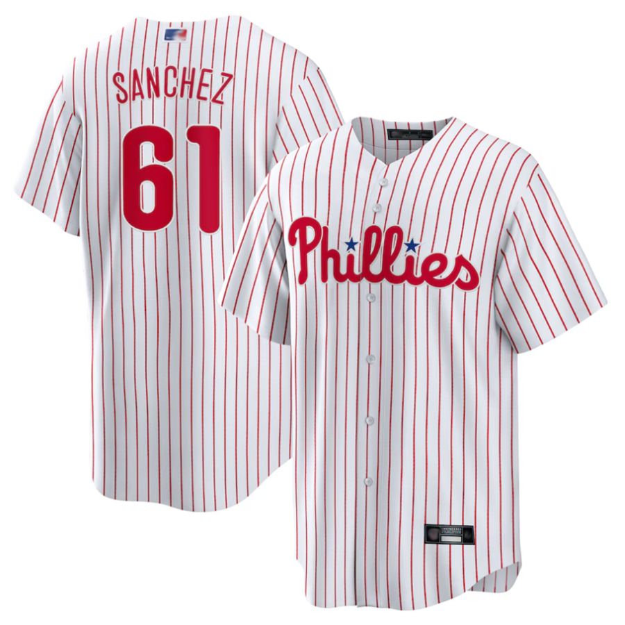 Custom #61 White PHI Baseball Shirt Top