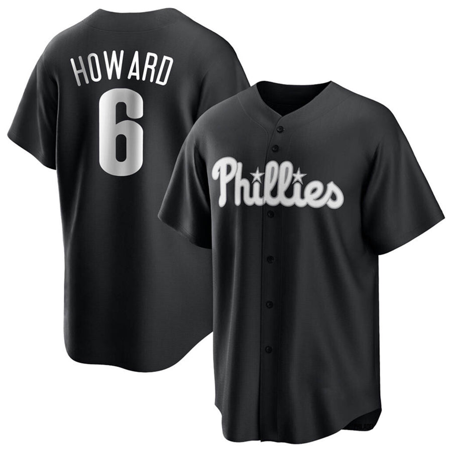 Custom #6 Black PHI Baseball Shirt Top