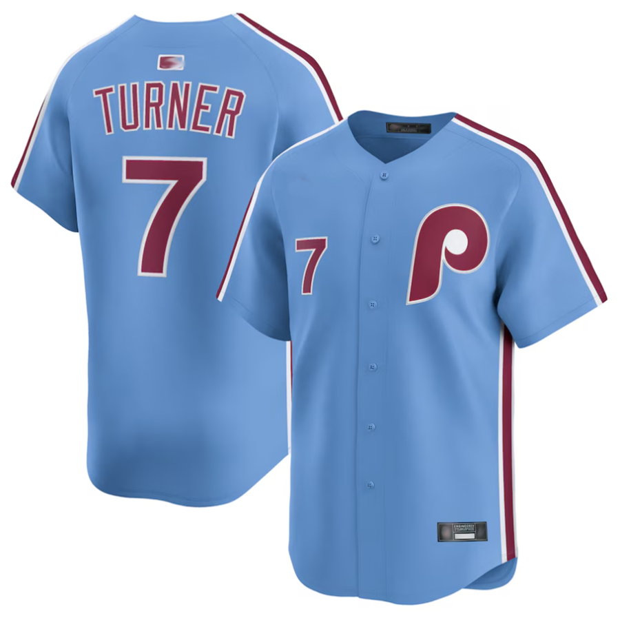 Custom #7 Light Blue PHI Baseball Shirt Top