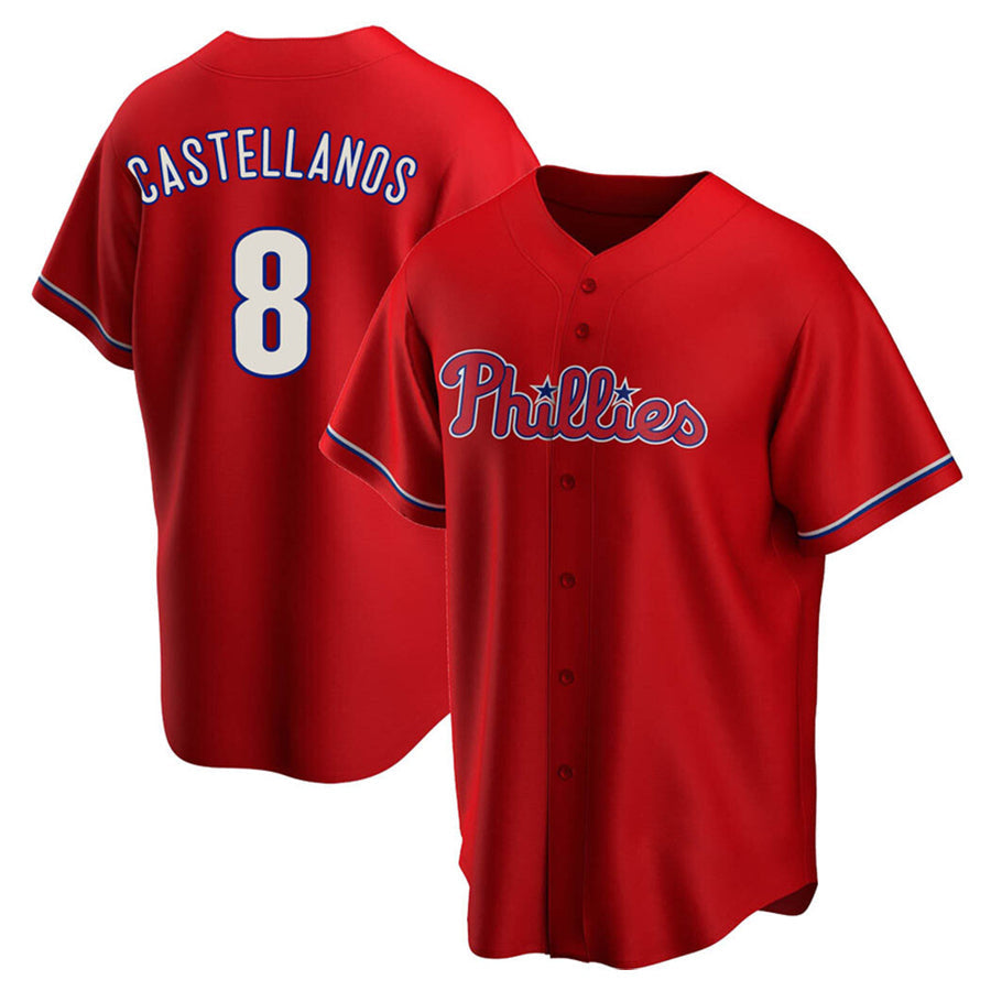 Custom #8 Red PHI Baseball Shirt Top