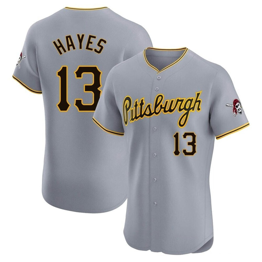 Custom #13 Gray PIT Baseball Shirt Top
