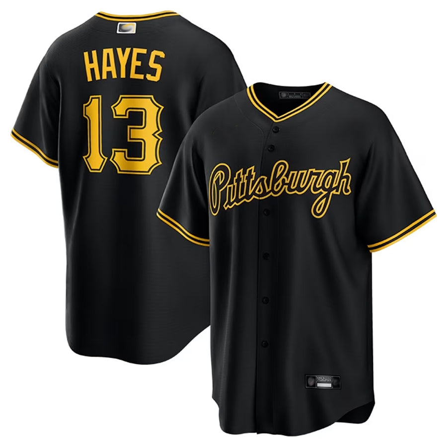 Custom #13 Black PIT Baseball Shirt Top