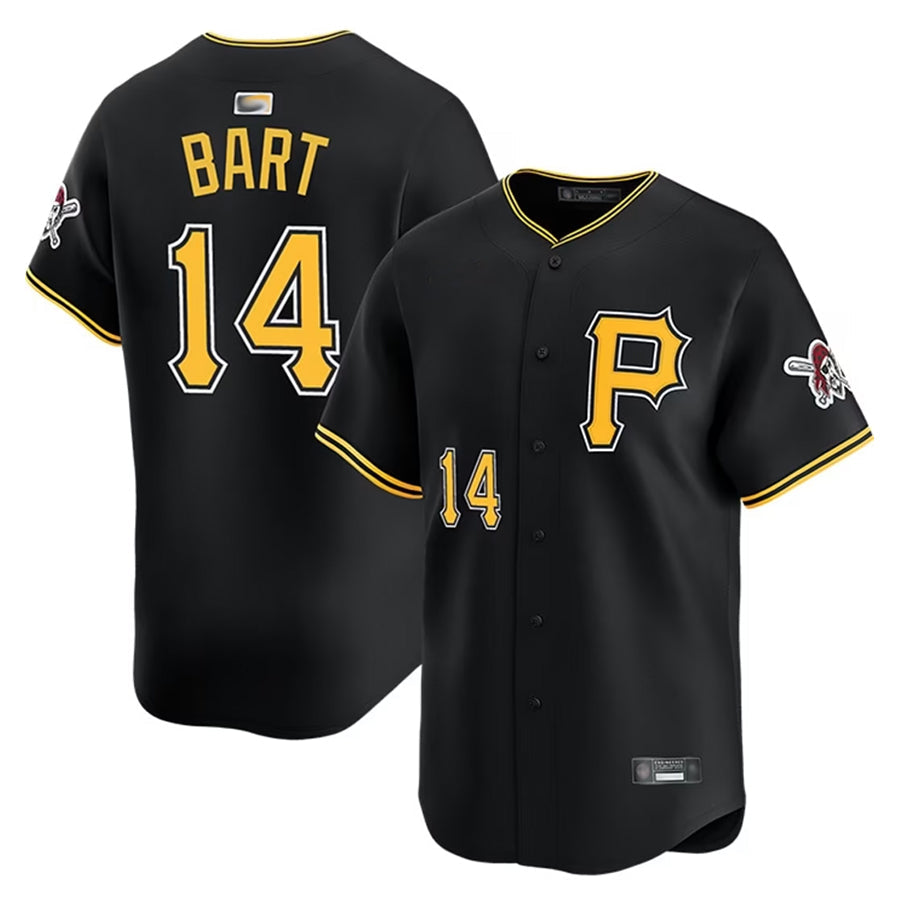 Custom #14 Black PIT Baseball Shirt Top