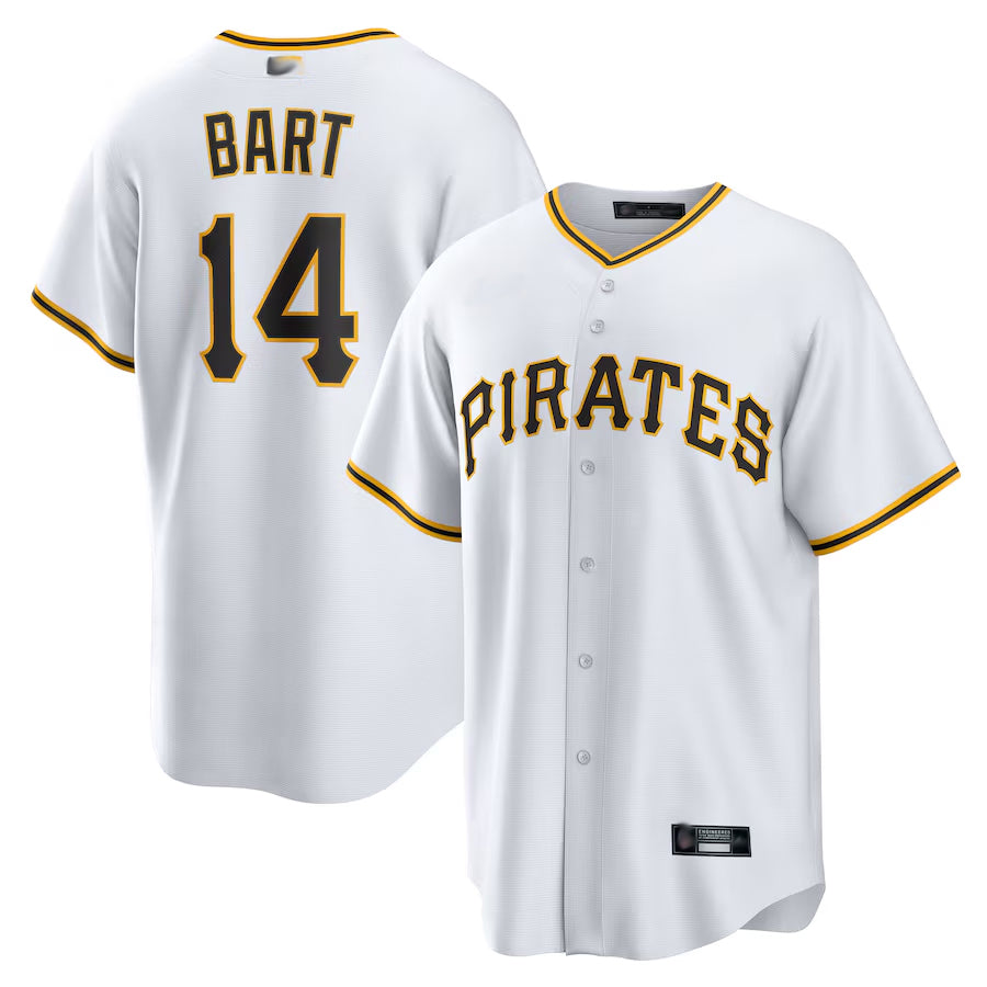 Custom #14 White PIT Baseball Shirt Top
