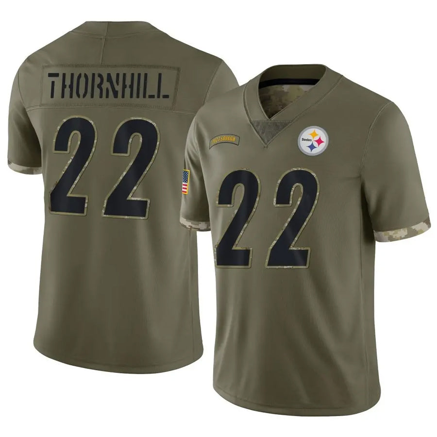 P.Steelers #22 Juan Thornhill Player Salute To Service Limited Olive Football Jerseys