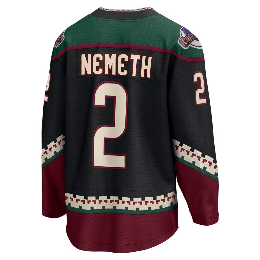 A.Coyotes #2 Patrik Nemeth Supporters Branded Home Breakaway Player Jersey  Black Stitched American Hockey Jerseys
