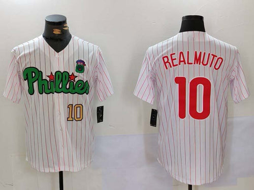 Custom #10 White PHI Baseball Shirt Top