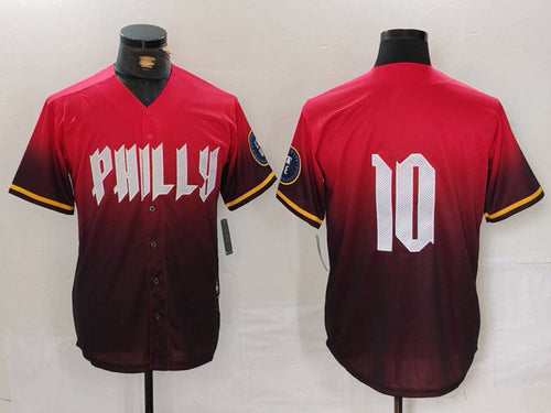 Custom #10 Red PHI Baseball Shirt Top