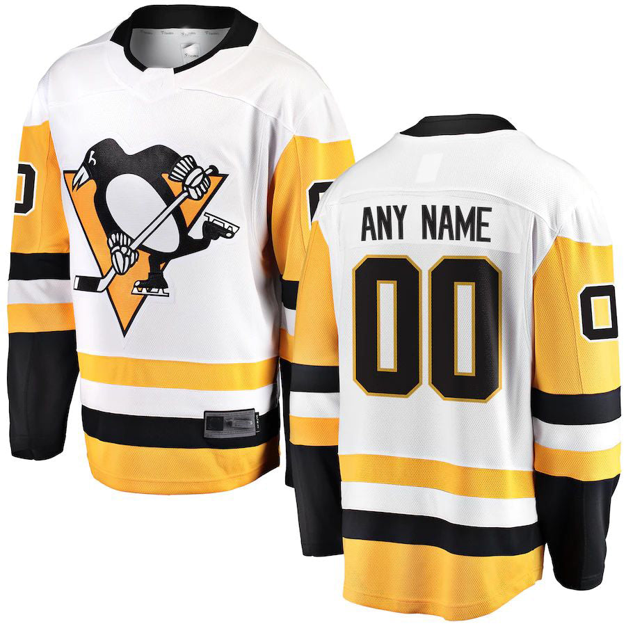 Custom P.Penguins Supporters Branded Away Breakaway White Stitched American Hockey Jerseys
