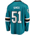 SJ.Sharks #51 Radim Simek Supporters Branded Home Breakaway Player Jersey Teal Stitched American Hockey Jerseys