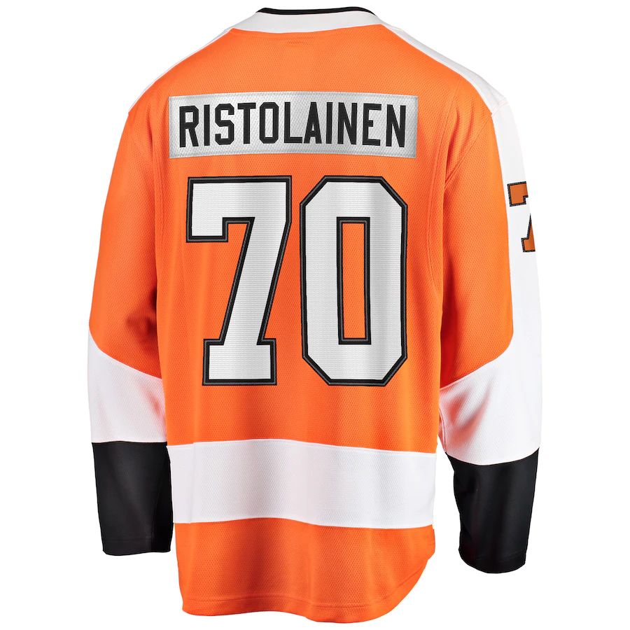 P.Flyers #70 Rasmus Ristolainen Supporters Branded Breakaway Player Jersey Orange Stitched American Hockey Jerseys