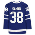 T.Maple Leafs #38 Rasmus Sandin Supporters Authentic Autographed Blue Stitched American Hockey Jerseys