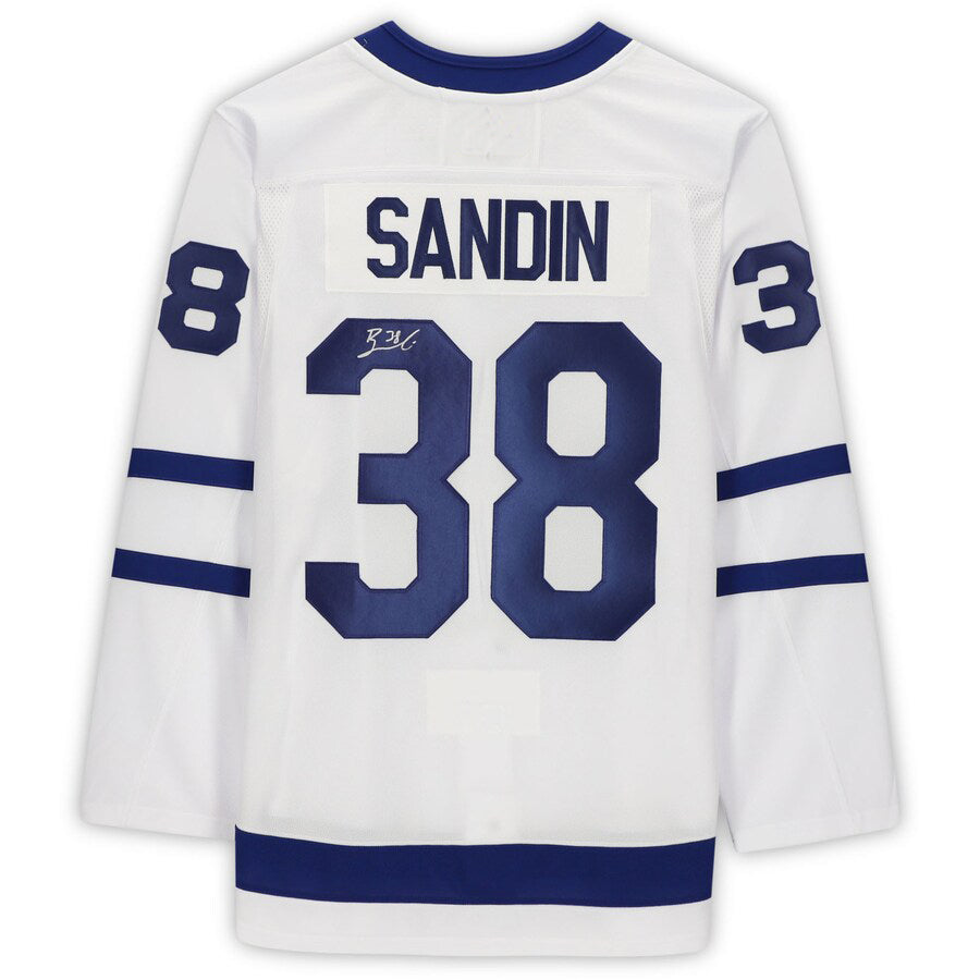 T.Maple Leafs #38 Rasmus Sandin Rasmus Sandin Supporters Authentic Autographed White  Stitched American Hockey Jerseys