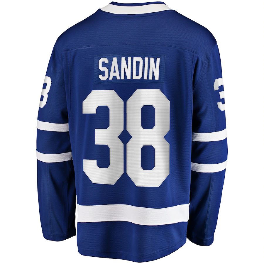 T.Maple Leafs #38 Rasmus Sandin Supporters Branded Replica Player Jersey Blue Stitched American Hockey Jerseys