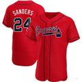 Atlanta Braves #24 Deion Sanders Red Alternate Jersey Stitches Baseball Jerseys